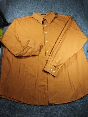Alexander Julian Colours Men's Orange Button Down Dress Shirt XXL 18-18.5 34/35